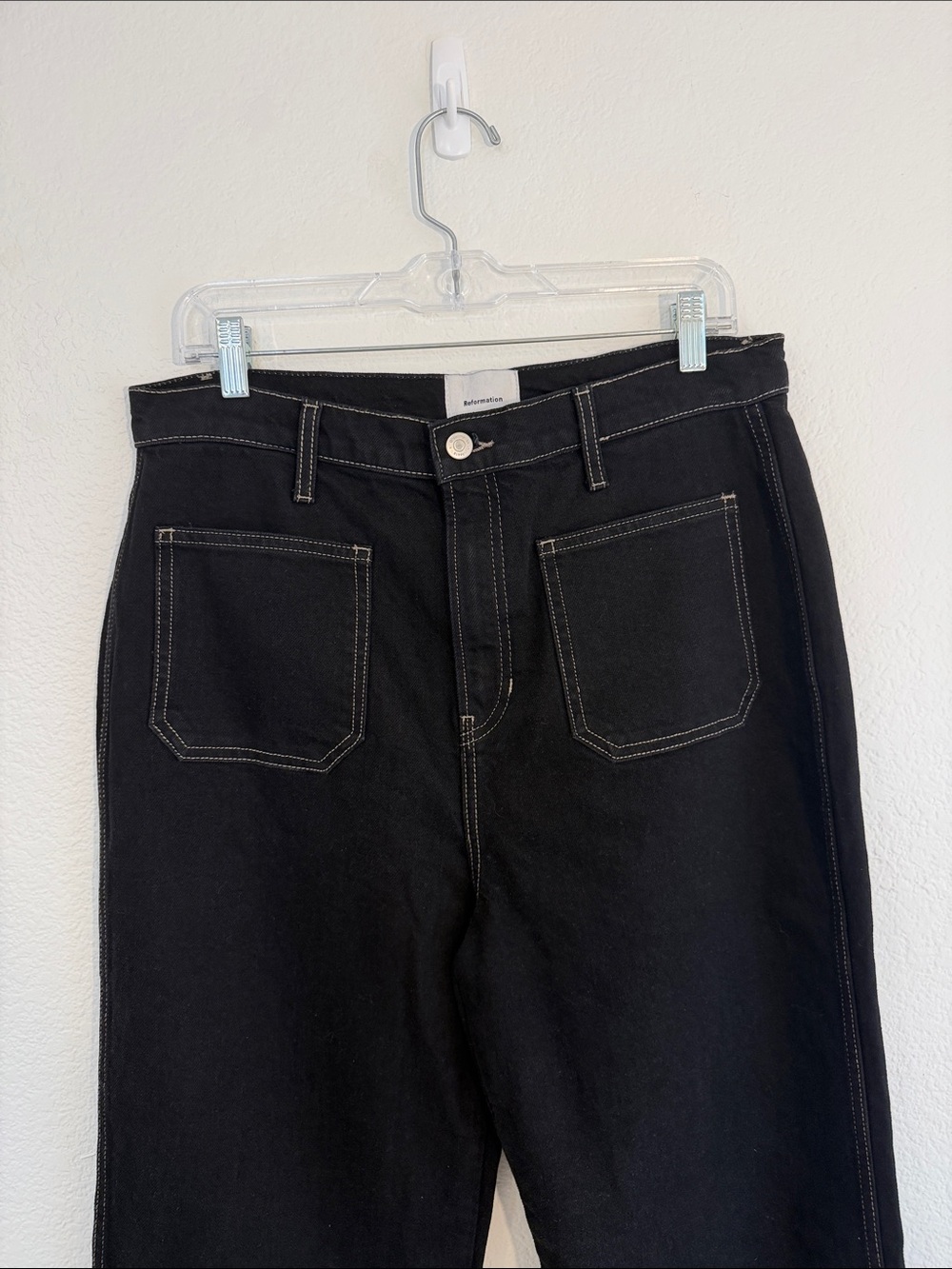 Reformation Alyssa Stretch High Rise Wide Leg Jeans - Black - Picture 7 of 9